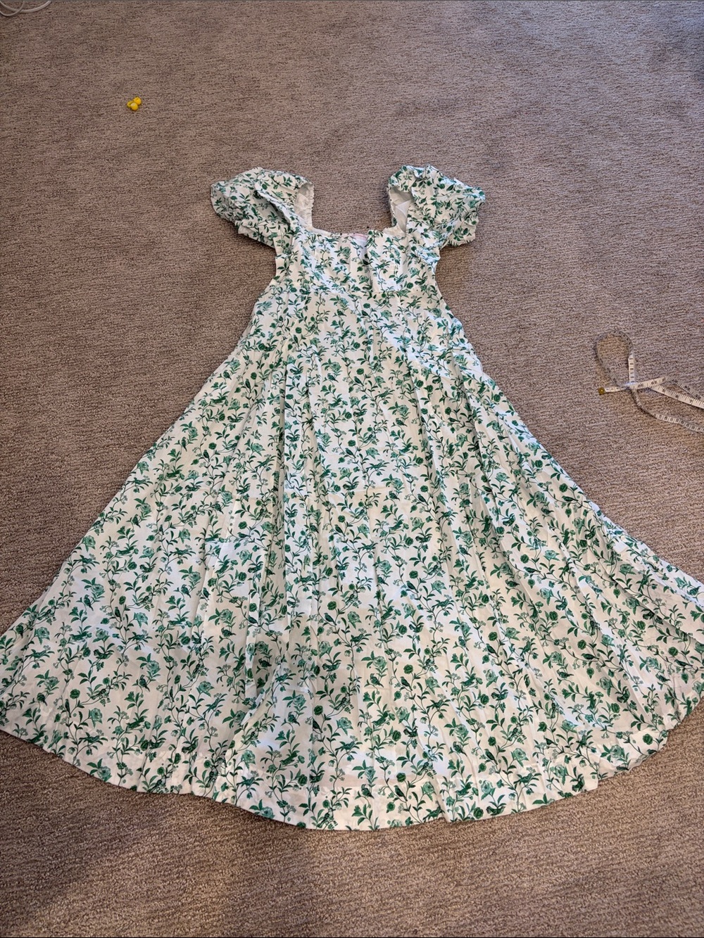 HILL HOUSE HOME X LA COQUETA Women's Green Bird Floral Matilda Dress Size S - Picture 4 of 14